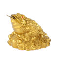 Resin Money Frog Decoration Golden Chinese Feng Shui Wealth Lucky Money Frog Coin Toad Home Desk Office Decoration. 