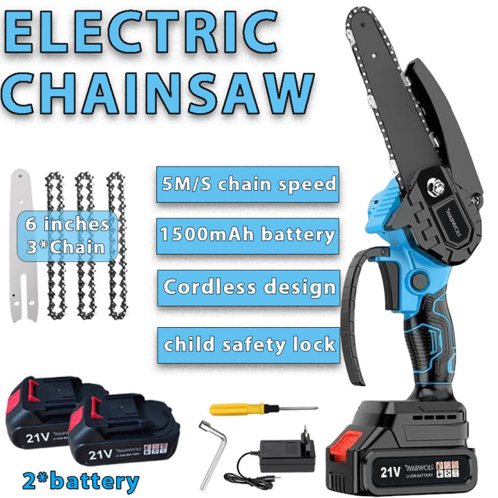 Mini Chainsaw 6-Inch Powerful Cordless Rechargeable Handheld Small ...