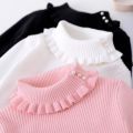 Girls Sweater Children Long Sleeve Jumper Winter Warm Knit New Baby Solid Colour High Neck Pullover Autumn Casual Sweet Bottom. 