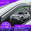 4 piece Window visor for Toyota C-HR  car exterior accessories decoration item rain guard high quality plastic material  CHR rain shads. 