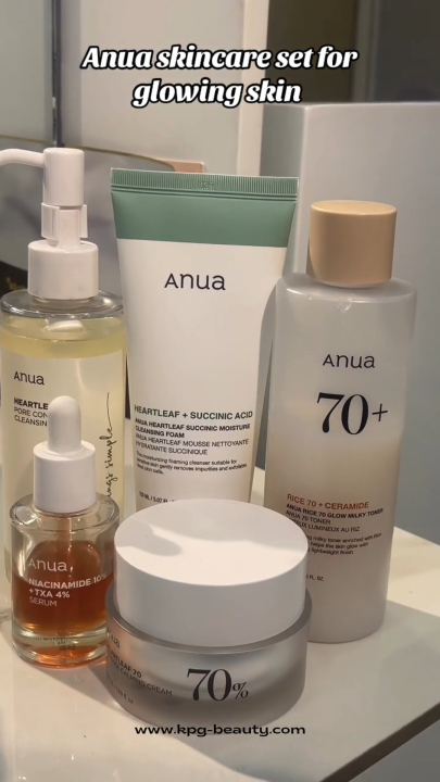 Anua 3-Step Glass Skin Beginner Set, Double Cleansing with Facial Serum, Oil Cleanser & Face Wash with Heartleaf, Daily Routine with Niacinamide, Korean Skincare Set KPG BEAUTY