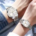O'levs Luxury 9931 Trendy Korean Style Calendar with Individual Gift Box Couple Watch. 
