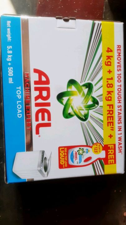 Ariel Matic Top Load Detergent Combo - Powder + Liquid ( 4 +1.8 kg Washing Powder With 500ml Matic Liquid Free )
