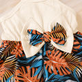 2Pcs Summer Baby girl Dress Maple leaves Bow Dress+Hat Set 0-3 Year Old Baby Girl Summer Beach Vacation Casual Dress. 