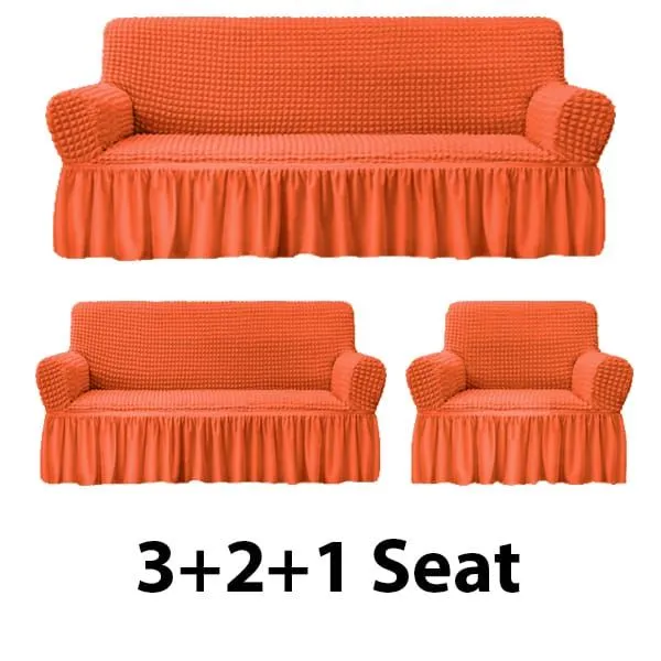 3+2+1 seater sofa cover turkey fabric orange  color