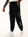 Men's Cargo Pants Casual Hip Hop Hit Color Multiple Pockets Trousers Streetwear Ribbons Techwear Sweatpants. 