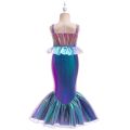7pcs Girls Little Mermaid Cosplay Party Dress For Young Kids Beading Ariel Princess Gown Girl Fashion Evening Trumpet  Costumes. 