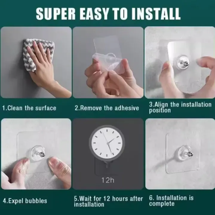 10pcs%20Strong%20Self%20Adhesive%20Punch%20Free%20Wall%20Hooks%20-%20Image%204