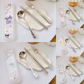 Sanrio Cutlery Set Mymelody Kuromi Kawaii Spoon Fork Chopstick Tableware Set Portable Dinnerware for Kid Anime Flatware with Box. 