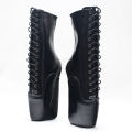 18CM Extreme High Heel Hoof Sole Heelless Wedge Ballet Boots Pointed Toe Lace-up Mixed Colors Ankle Boots.