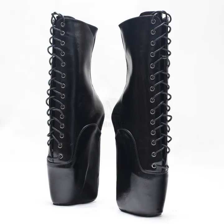 18CM%20Extreme%20High%20Heel%20Hoof%20Sole%20Heelless%20Wedge%20Ballet%20Boots%20Pointed%20Toe%20Lace-up%20Mixed%20Colors%20Ankle%20Boots%20-%20Image%203