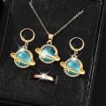 CHINA IMPORTED Necklace Jewelry Women's New Ball Necklace Earrings Ring New Titanium Alloy suit All-match High-end Clavicle Chain Accessories.