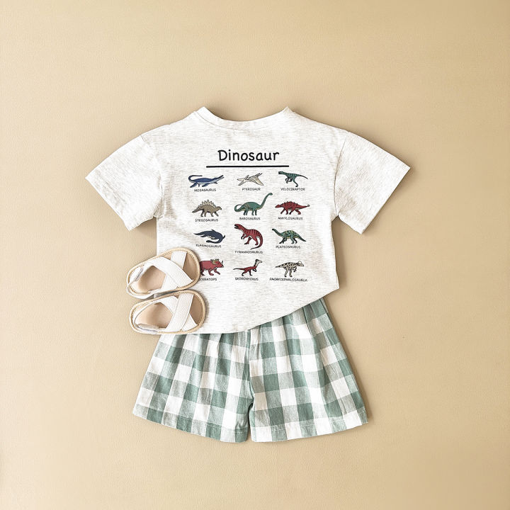 Summer%202Pcs%20Newborn%20Baby%20Boys%20Clothes%20Set%20Girls%20Suit%20Casual%20Dinosaur%20Printed%20T-shirt+Checkered%20Shorts%20Infant%20Toddler%20Outfit%200-3Y%20-%20Image%207