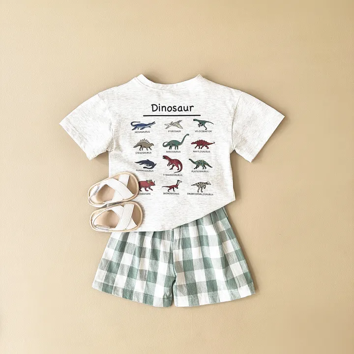 Summer%202Pcs%20Newborn%20Baby%20Boys%20Clothes%20Set%20Girls%20Suit%20Casual%20Dinosaur%20Printed%20T-shirt+Checkered%20Shorts%20Infant%20Toddler%20Outfit%200-3Y%20-%20Image%207