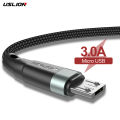 USLION Micro USB Cable Fast Charging Cable For Xiaomi redmi note 5 Micro USB Data Cord Charger Quick Charge 3.0 Cable 1M 2M 3M. 