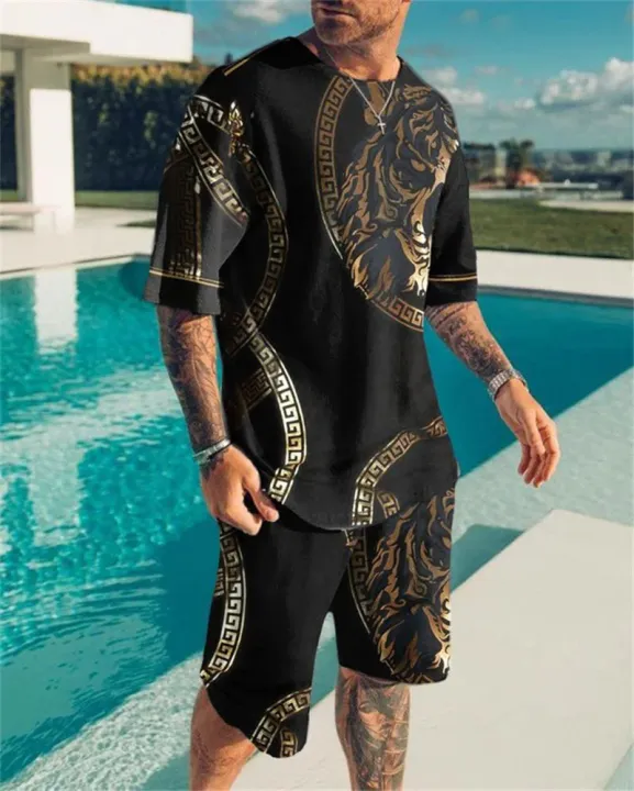 Plus%20Size%203D%20Lion%20Print%20Men's%20Cool%20T-shirt%20Shorts%20Set%20For%20Sports%20fitness%20Summer%20Street%20Style%20Oversized%20Graphic%202Pcs%20Men%20Clothing%20-%20Image%205