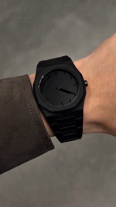 Original Black Arabic Aura Watch Full Black Dial in Fiber and Metal