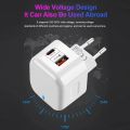 Suitable for Apple Mobile Phone PD Fast Charge Android European Standard Charging Head 20W Dual-Port USB + Type-C Charging Port. 