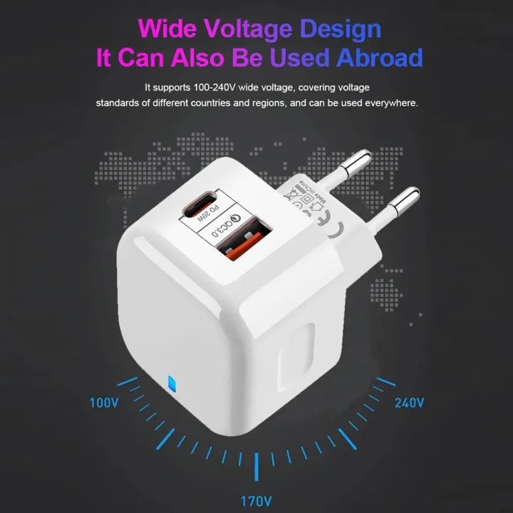 Suitable%20for%20Apple%20Mobile%20Phone%20PD%20Fast%20Charge%20Android%20European%20Standard%20Charging%20Head%2020W%20Dual-Port%20USB%20+%20Type-C%20Charging%20Port%20-%20Image%202