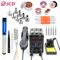 JCD 2 in 1 Soldering Station Digital Display SMD Rework Hot Air Gun Solder Iron 220V ESD Welding Desoldering Repair Tools 8586D. 