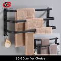 Towel Hanger Wall Mounted 30-50 CM Towel Rack Bathroom Aluminum Black Towel Bar Rail Matte Black Towel Holder with Sticker.