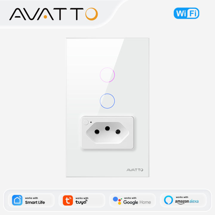 AVATTO%20Tuya%20WiFi/Zigbee%20Smart%20Light%20Switch%20with%20Socket,Brazil%20Stand%2016A%20Touch%20Button%20Wall%20Switch,Work%20for%20Alexa%20%20Home%20lightify%20-%20Image%202