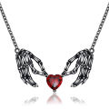 Gothic Punk Bat Wings and Heart-Shaped Resin Pendant Necklace - Dark Fantasy Style Alloy Chain, Halloween for Women, Casual Fashion Accessories.