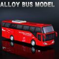1:32 Scale Passenger Bus Model Toy Car 5 Doors Opened Alloy Diecast Sound Light Simulation Creative Toys Models Present for Boys. 