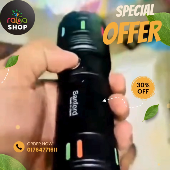 🔦💡 Powerful Aluminium Alloy Flashlight – White Laser LED Torch with Fluorescent Night Glowing Strip | 18650mAh Rechargeable Battery, 800M Long Range, Waterproof, Type-C USB & Digital Display 🌟