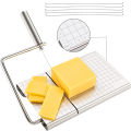 LMETJMA Cheese Slicers with Wire for Block Cheese Adjustable Cheese Cutter Board with 5 Replacement Wires Precise Scale JT53. 