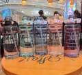 2000ml.1piece Gradient Frosted Water Bottle With Handle Outdoor Portable Straw Cup. 