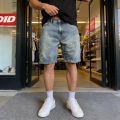 Men's Summer American High Street Denim Shorts Slim Fit 5-Point Casual Mid Pants Fashion Y1Y2 Style Cross-Border Hot Sale.