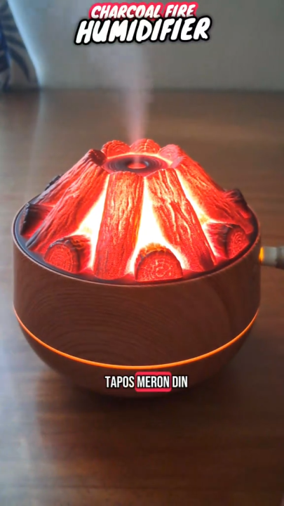Simulated carbon flame humidifier, dual mode silent ultrasonic diffuser, essential oil aromatherapy diffuser with night light