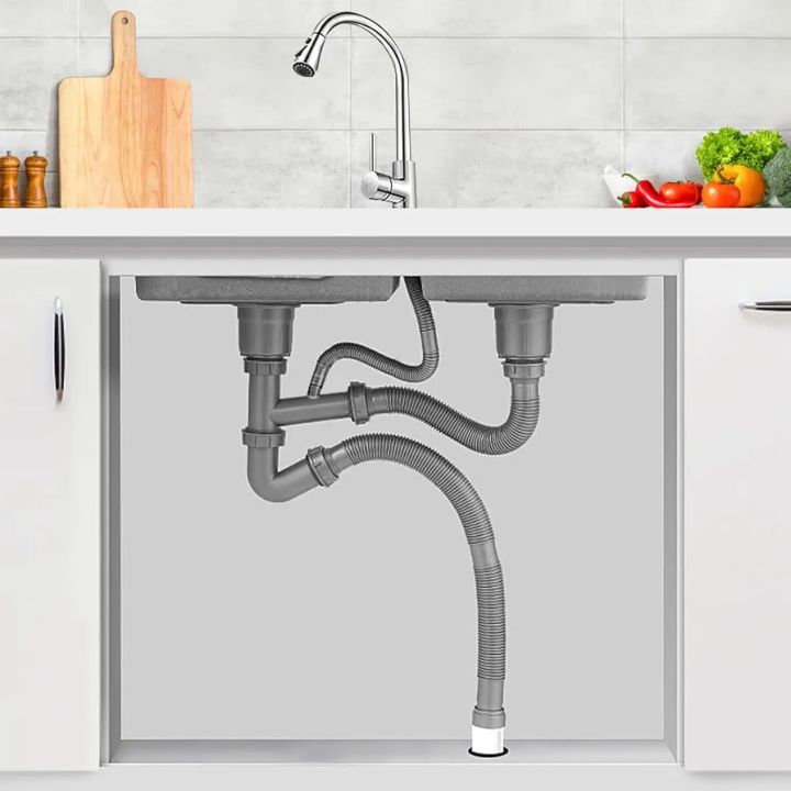 Double bowl Sink waste bowl fitting kitchen pipe kit fitting complete kitchen accessories drain pipe complete set