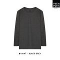 Yuenpuen T-shirt gray black long sleeve round neck no stretch no need to iron plain T-shirt stand collar long sleeve T-shirt women men T-shirt. 