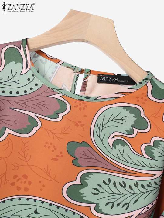 2024%20Summer%20Floral%20Print%20Suit%20ZANZEA%20Women%203/4%20Sleeve%20Blouse%20Wide%20Leg%20Pant%20Sets%20Stylish%20Tracksuits%20Fashion%20Loose%20Matching%20Sets%20-%20Image%206