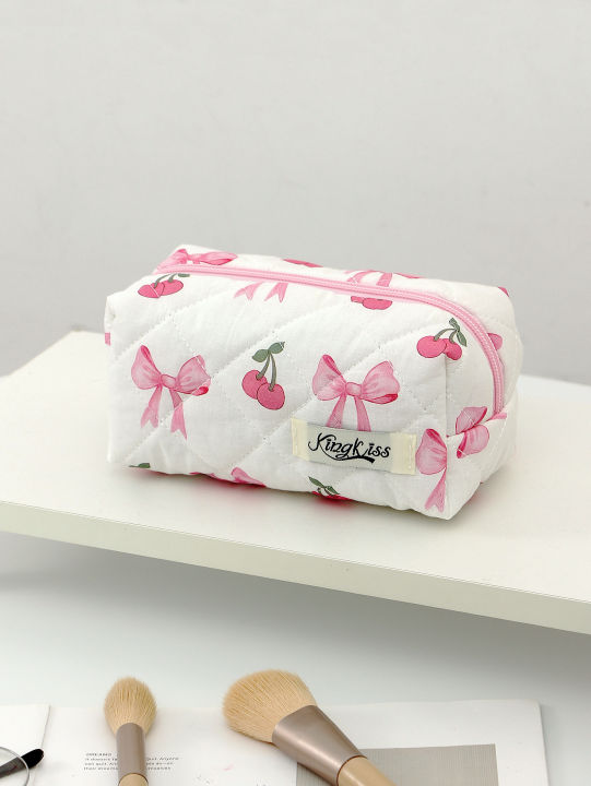 1pc/set%20Cherry%20Bow%20Quilted%20Makeup%20Bag,%20Multifunctional%20Handheld%20Makeup%20Bag,%20Portable%20Toiletry%20Bag%20Set%20with%20Zipper%20-%20Image%205