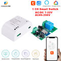 Smart Switch Tuya Smart Life 1CH RF 12V 24V 7-32V AC DC Wifi Switch Work with Alexa Google Home. 