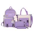 4-in-1 Multi-Purpose School Backpack Set for Girls – Cute Design with Bear Keychain & Matching Accessories.
