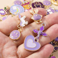 10pcs Mixed Cute Enamel Purple Charms Daisy Flower Heart Butterfly Animal Pendant for Earring Necklace Diy Jewelry Accessory.