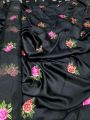 Floral Silk Dress with Organza Dupatta. 