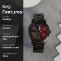 Skmei 1787 Men's Analog Sports Watch Rolling Wheel Dial, Stainless Steel Strap, Water Resistant Brake Disc Design Wristwatch. 