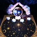 Medieval Celestial Tarot Altar Cloth Multiple Sizes HD Sublimation Print Moon Star Sacred Geometry 100 Polyester Machine Wash. 