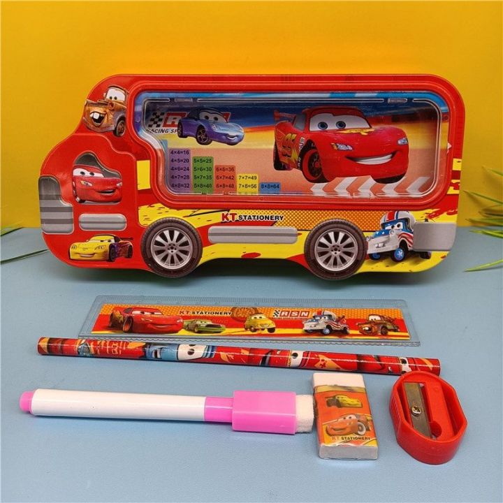 Parteet%C2%AE%20New%20Multicolour%20Cartoon%20Printed%20Van%20Shape%20Matal%20Pencil%20Box%20with%20Accessoriess%20for%20Kids%20(Pink)%20-%20Image%207