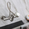 Black/Brushed Kitchen Faucet Wall Mount 2 Function Hot and Cold Water Sink Faucet 360 Degree Rotating Sprayer Faucet.