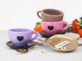 Creative Production of Love Coffee Cup and Coaster Set Candle Cup Pottery Mold Home Decoration Gypsum Concrete Silicone Mold. 