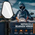 Universal Motorcycle Mirrors Angle Adjustable Folding Handlebar Side Mirror Compatible with Adventure Dirt Street Bike. 