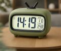 Cute Retro TV-Shaped Digital Kitchen Timer & Stopwatch | Large Digit Countdown | Baking | Study Table | Office and Accessories-Green Electronic table clock with backlight, thermometer, alarm clock and weather station.