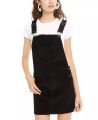 Black Colour Simple Pinafore Short Denim Dress with t - shirt Free For Women.