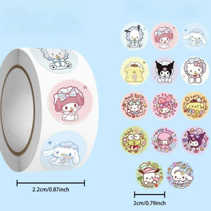 500PCS Cute Sanrio Hellokitty Kuromi Cartoon Roll Stickers School ...